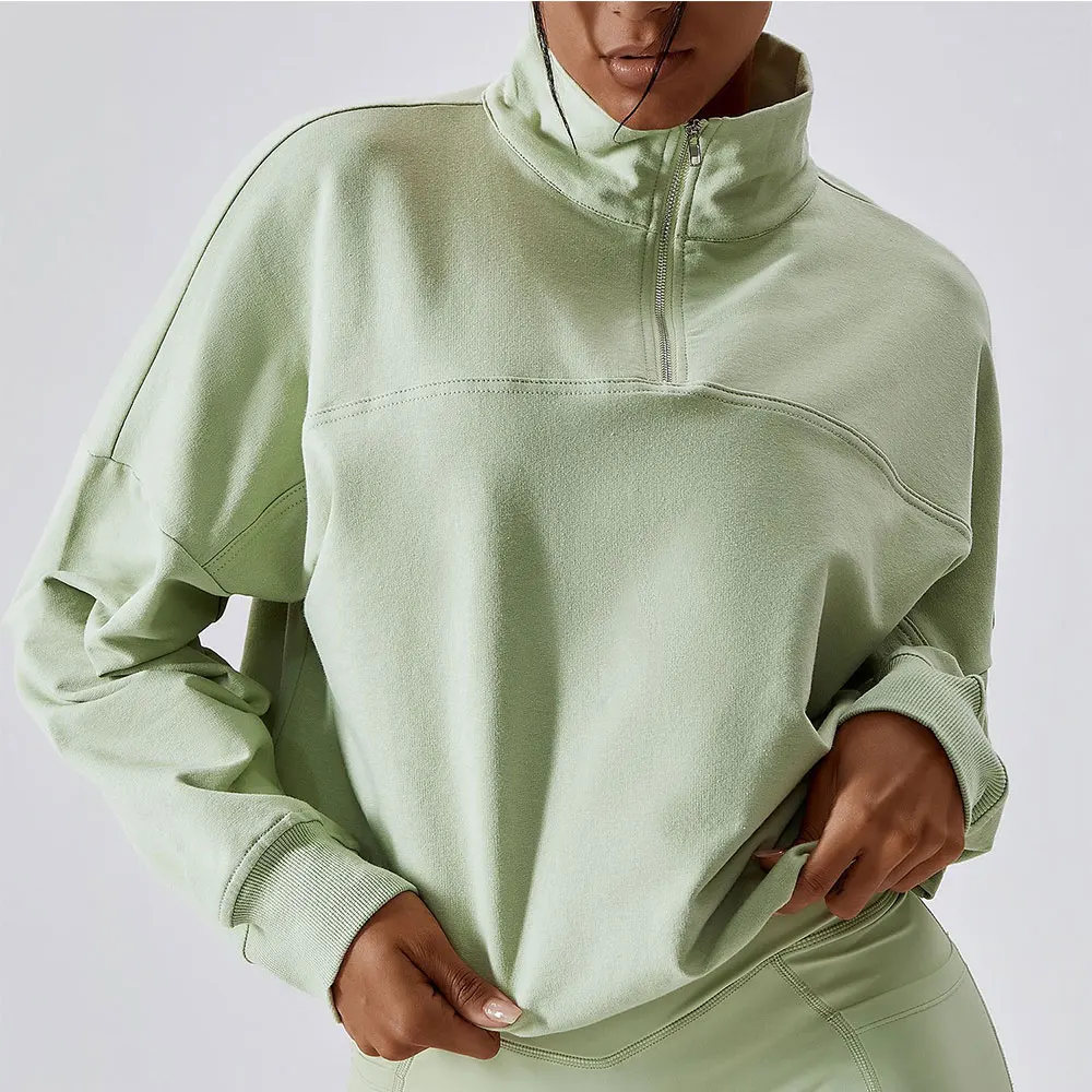 

Women's Casual Running Jacket Half zipper Clothing Workout Training Sports Yoga Loose and sexy Coat Fitness Gym Shirts