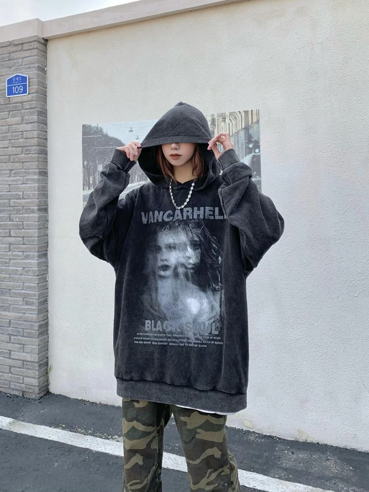 

Female Clothes Hoodies Tops Hooded with Orint on Sweatshirts for Women Punk Graphic Y2k Vintage Y 2k Kpop 90s M Warm Aesthetic E