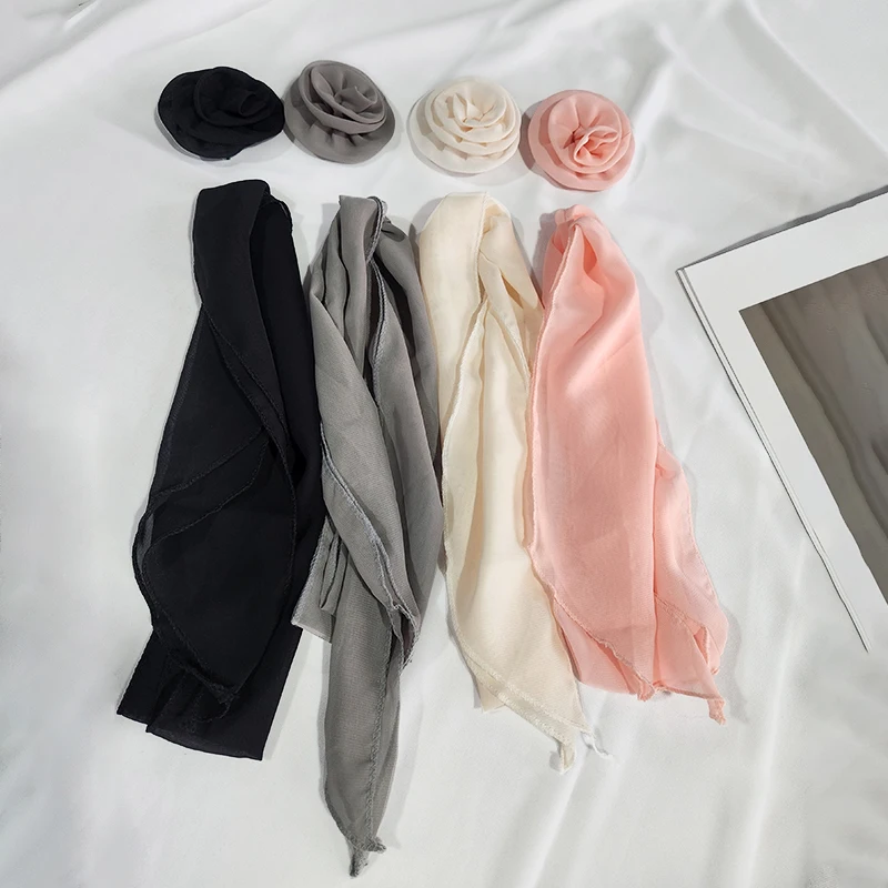 Luxury Long Chiffon Scarf Female Print Rose Thin Narrow Scarf Floral Satin Hair Band Bag Ribbon Scarfs Women Small Neckerchief 2