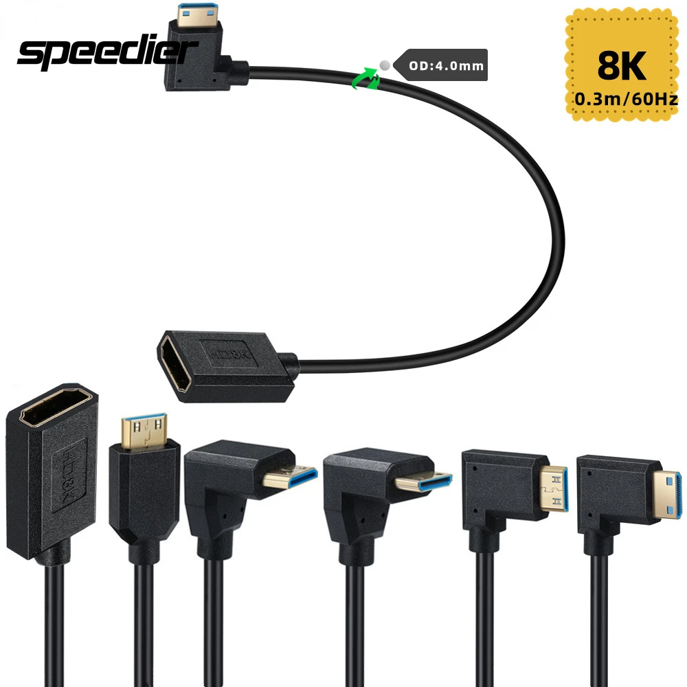 Super Extreme Slim V2.1 Mini Hd A Hd 2.1 Adattatore Per Cavo Femmina 8K 60Hz Per Raspberry Pi Dslr Camera Camcorder Gpu Laptop Tablet