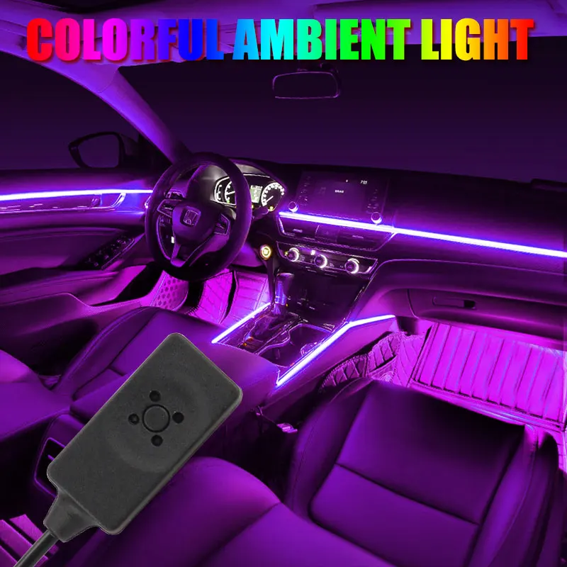 SIB 4* 12 LED Bande LED RGB de voiture Intérieur de la voiture d'ambiance  de pied à distance de contrôle