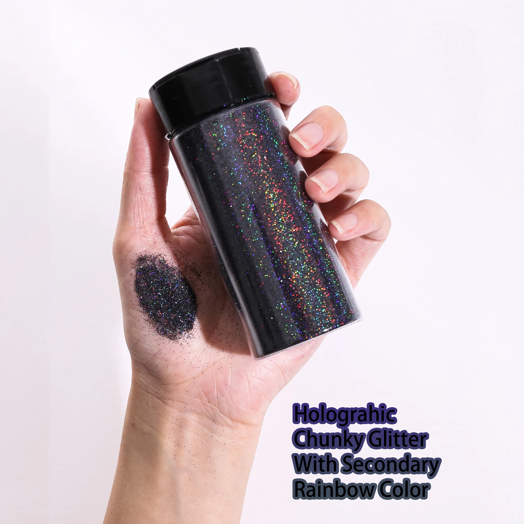 80G/2.8OZ Holographic Ultra Fine Glitter 1/128" Resin Glitter Powder Sequins Flakes Hair Face Bod Nail Glitter