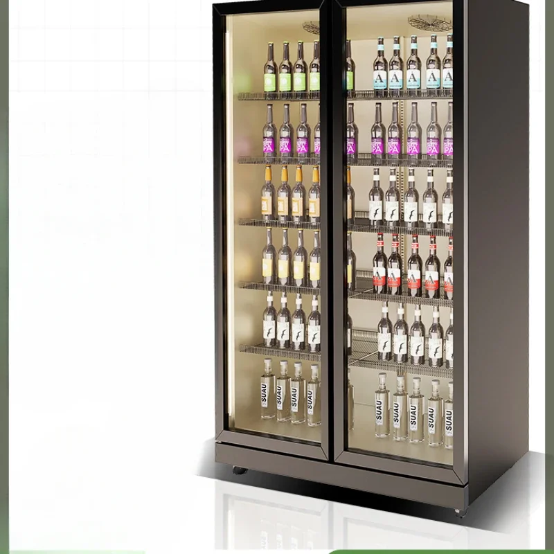 Internet celebrity air-cooled wine cabinet vertical cabinet commercial beer wine display refrigerated fresh-keeping freezer