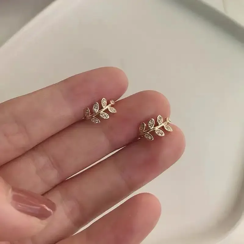 925 Sterling Silver Ear Cuff For Women Zircon Clip On leaf Earrings Gold earcuff Without Piercing Earrings Jewelry ear clip earrings clip earrings ear clip ear accessories