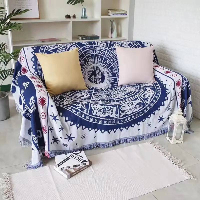 American Country Retro Jacquard Woven Blanket Sun Moon God Sofa Throw Dust-proof Cushion Carpet Cushion Textile Dropshipping 3