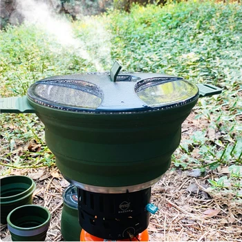 2.5L Silicone Folding Kettle Camping Teapot Portable Coffee Tea Cooking Pot Mini Boiling Water Pot for Outdoor Picnic Tableware 2