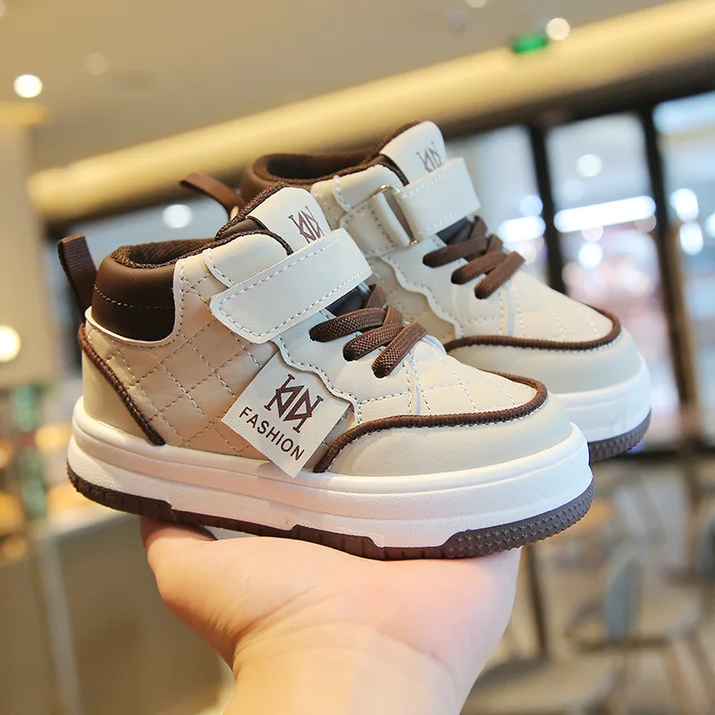 Children Sports Shoes Winter Plus Velvet Boys Sneakers Girls High-top White Shoes Leisure Trainers Breathable Kids Running