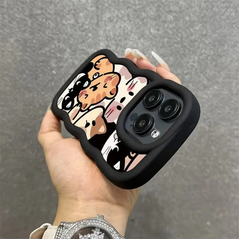 Colorful Cartoon Cat Wave TPU Phone Case Cover