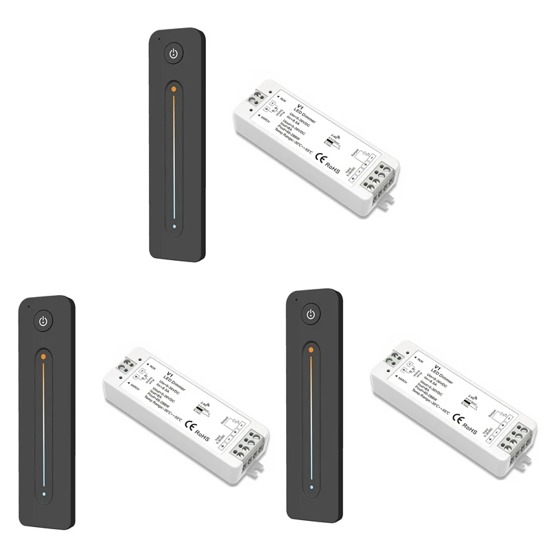 3x-led-dimmer-12v-5v-24v-36v-8a-pwm-wireless-rf-switch-with-24g-brightness-contact-remote-for-led-single-color-strip