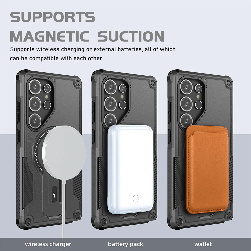 Cool Mecha Magnetic Shockproof Phone Case - Rugged Plastic  Cover