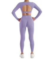 2PCS Yoga Suit Women Sports Set Quick-Drying Gym Set Tracksuit Running Workout Long Sleeve Sports Shirt Yoga Set Yoga Clothing - Image 4