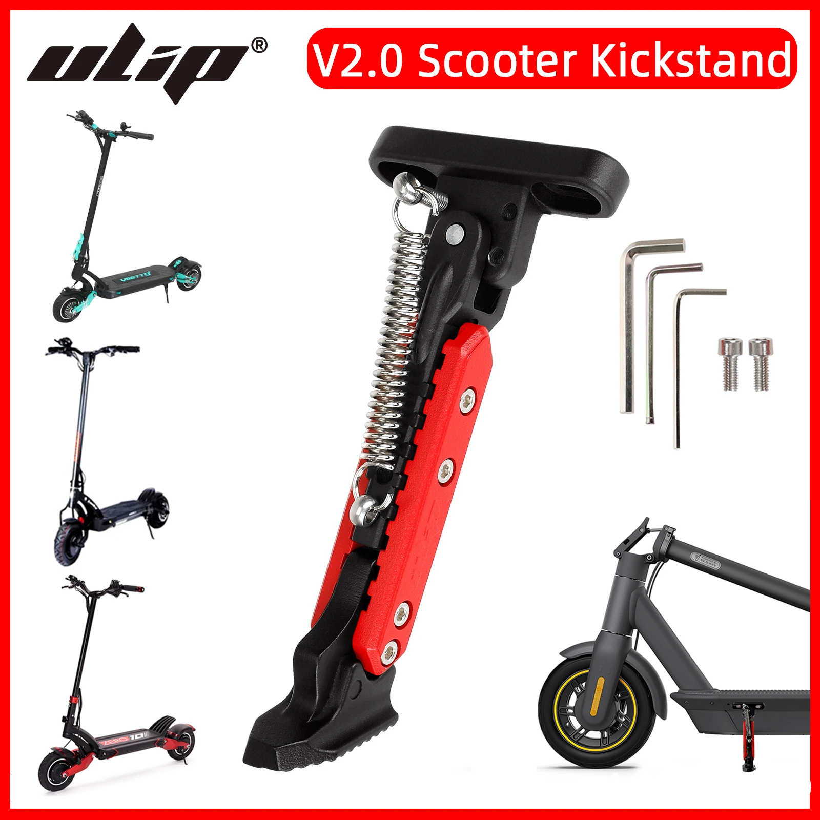 Ulip V2.0 Scooter Kickstand Foot Support Adjustable Side Parking Stand Accessories Max G30 Zero 10X Kaabo Mantis 10 Vsett 9 electric scooter accessories scooter accessories electric scooter foot stand