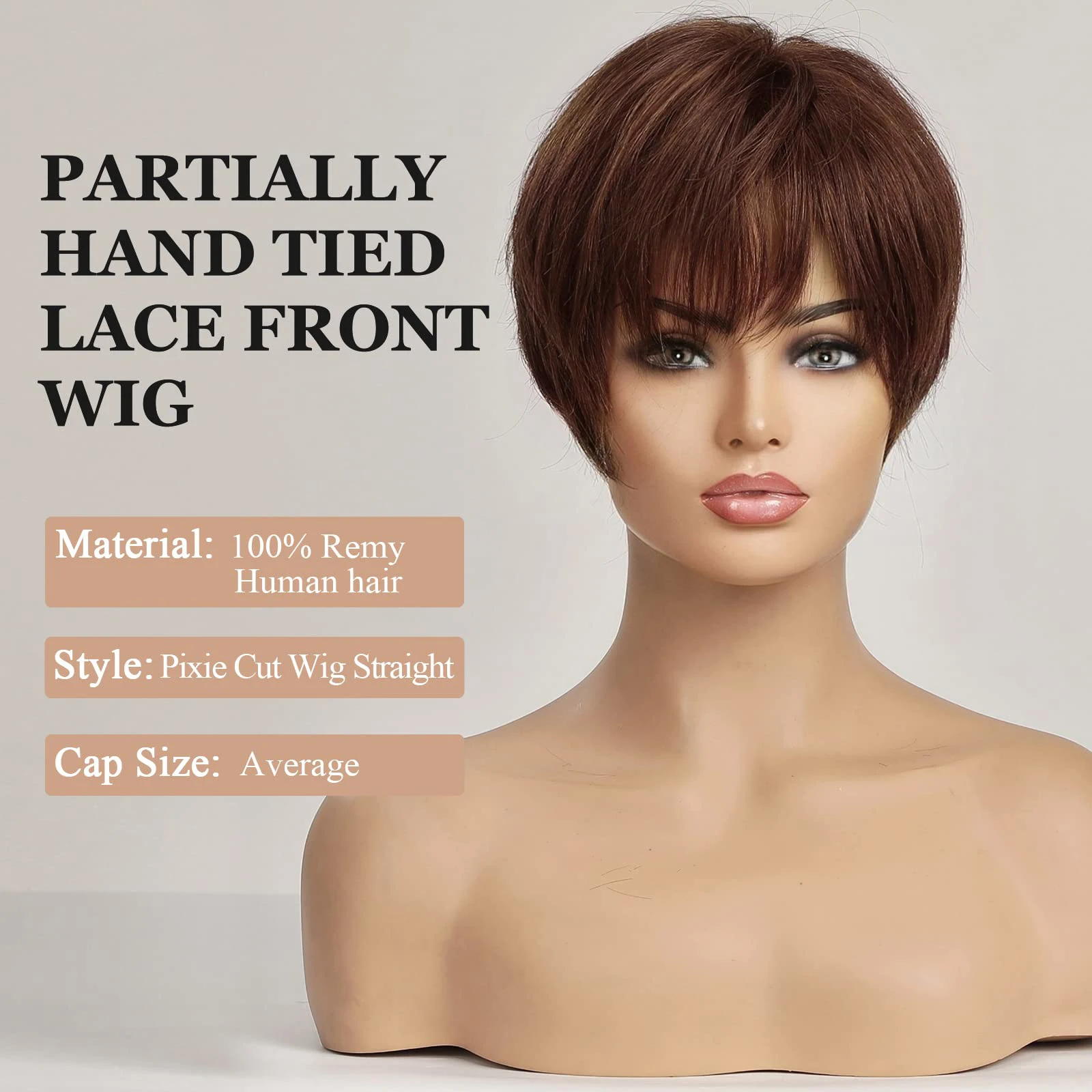 Bob Remy Human Hairs Pixie Cut HD Transparent Lace Front Wig for Black Woman Brown Human Hair Short Natural Layered Lace Hairs