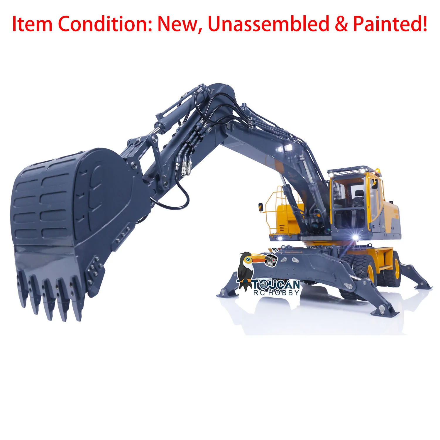 KIT LESU ET30H RC Excavator CNC 1/14 RC Hydraulic Metal Wheeled Digger Remote Control Construction Vehicles Lights Toys THZH1184 3