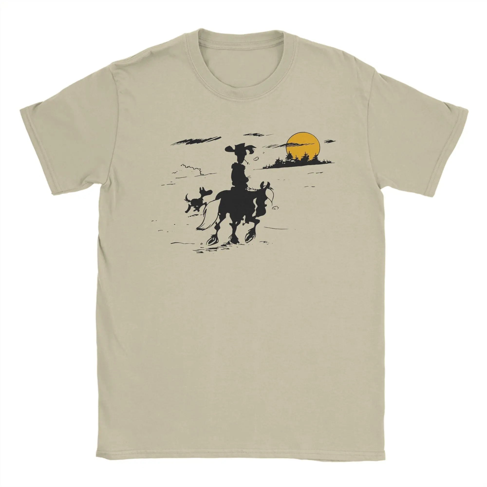 Lucky Luke Jolly Jumper und Rantanplan T-Shirts für Herren, reine Baumwolle, lustiges T-Shirt, Rundhals-T-Shirt, kurzärmelige Kleidung, Original