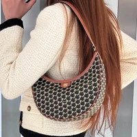 Sacs de créateurs de luxe pour femme, mode 2026, sac à bandoulière demi-lune monogramme, sac bandoulière à imprimé géométrique exquis 3
