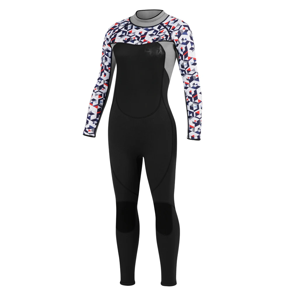 

3MM Neoprene Wetsuit Women Printing Long-sleeved One-piece Sunscreen Surfing Suit Warm and Cold-proof Wetsuit Spearfishing