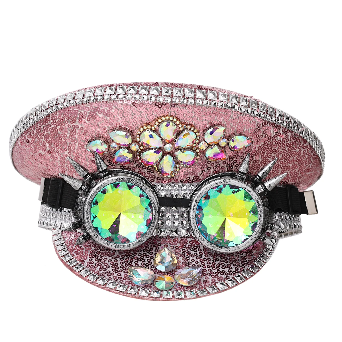 الكابتن قبعة المرأة الترتر Steampunk القبعات نمط الشرير القشرية الرقيب قبعة الشرطة الهذيان مهرجان زي حفلة تأثيري