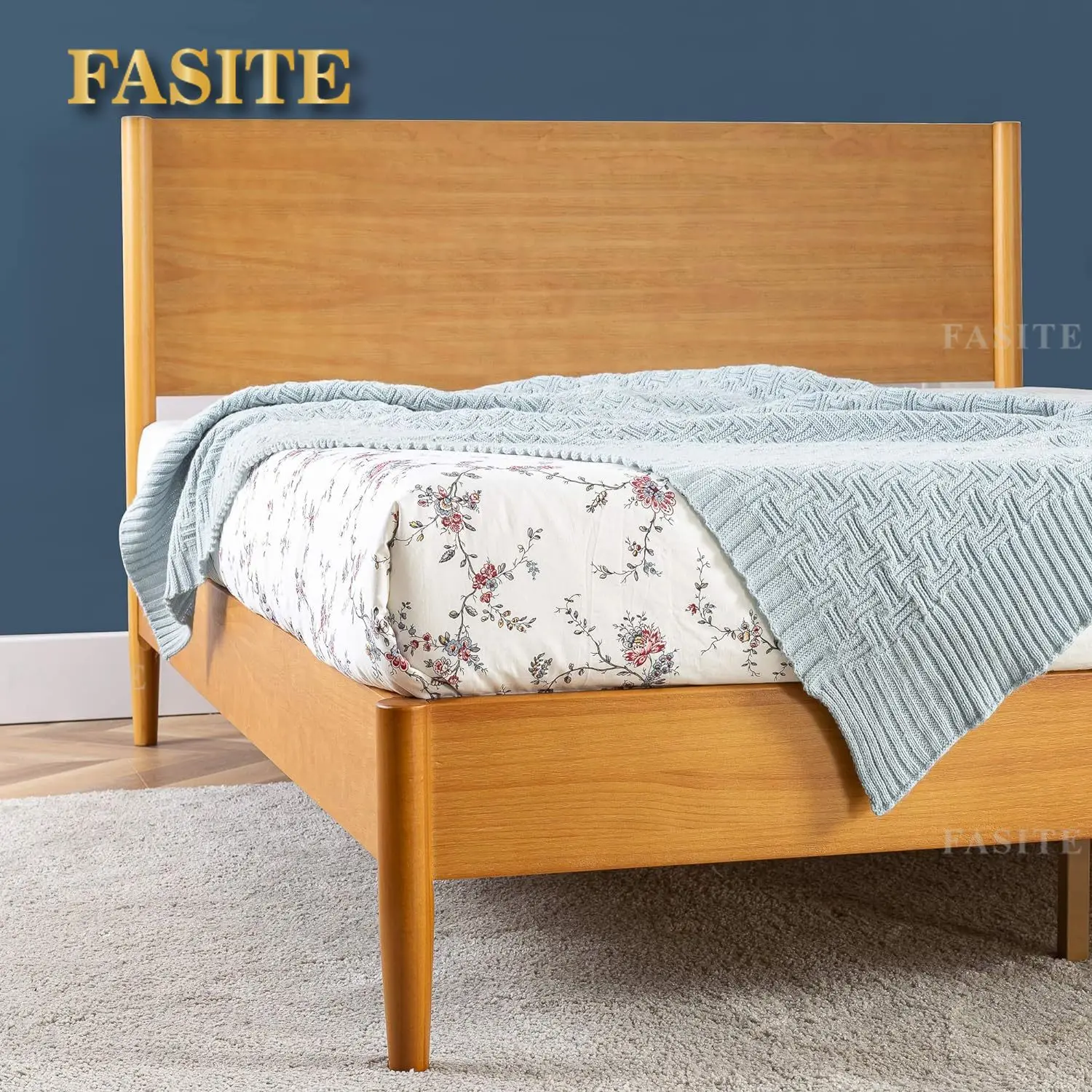 ZINUS Allen Mid Century Wood Platform Bed Frame, Solid Wood Foundation, Wood Slat Support, No Box Spring Needed, Easy Assembl