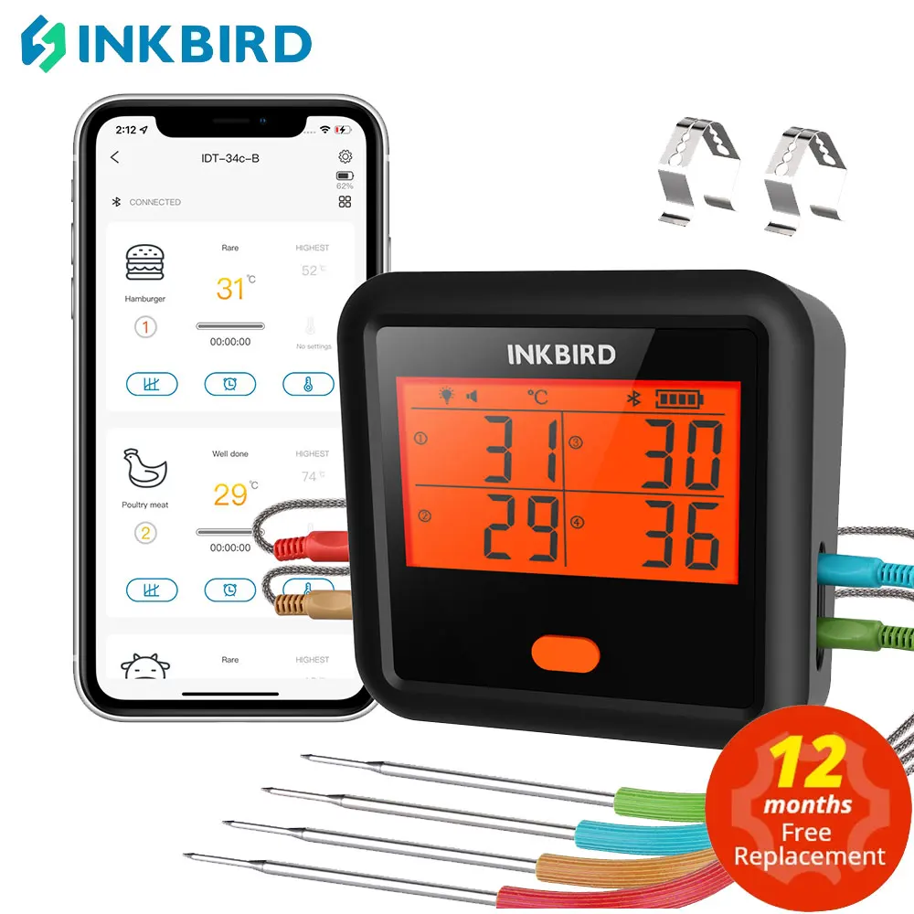 INKBIRDIDT34cBBluetoothDigitalThermometerAPPRemoteControlMeat