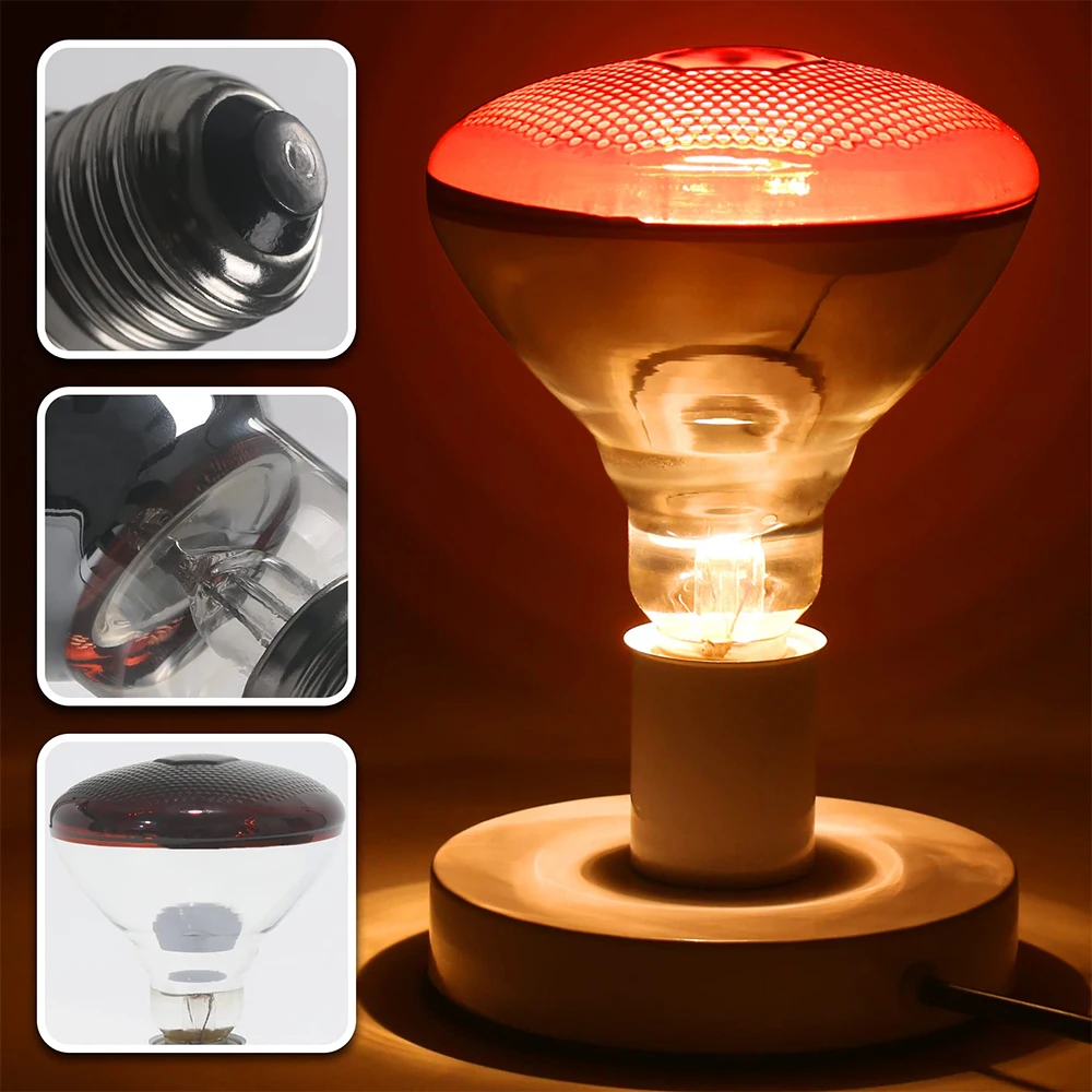 220V Infrared Heating Bulb Lamp 100/150/200/275W for Amphibians Reptiles Poultry Pets Livestock E27 Chicken Duck Farm Supplies 4