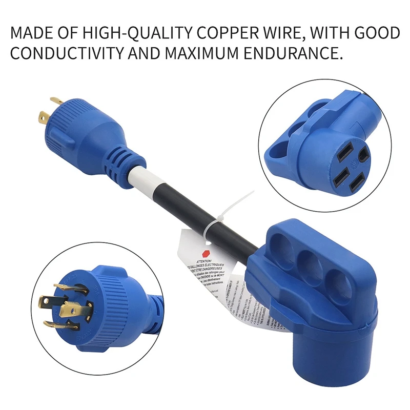 RV 컨버터 케이블, 전원 플러그 코드, RV 모터홈 충전 액세서리, 30 Amp 수-50 Amp 암 도그본 어댑터