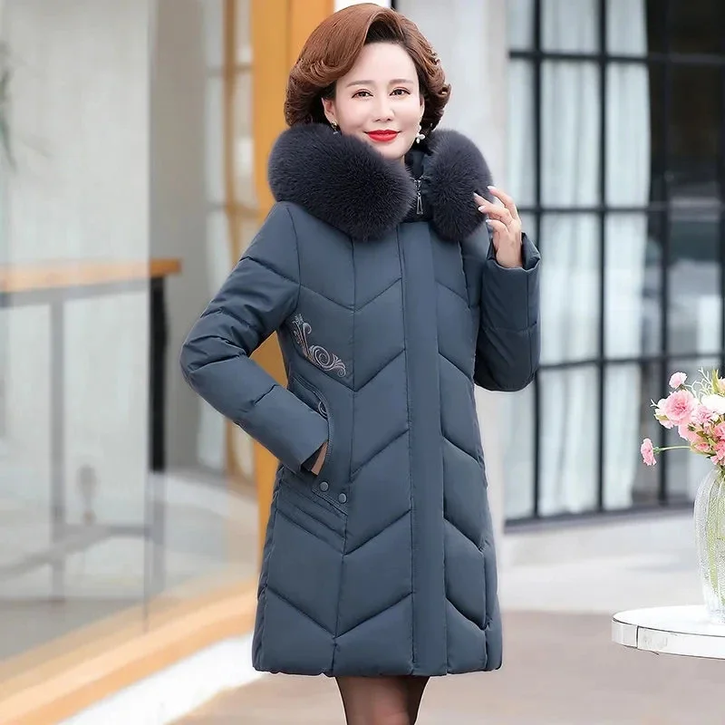 Winter Coat Women's Coat Middle-aged Women's Padded Clothes Long Over-the-knee Padded Jacket