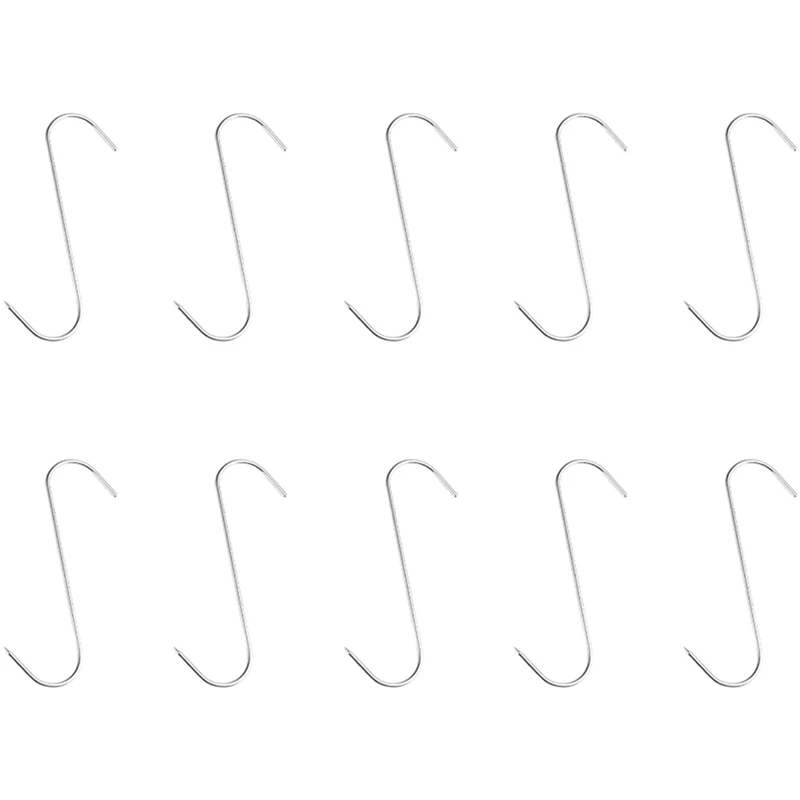 

Stainless Steel Hooks,Meat Hook Tool For Hot And Cold Smoking Butchering Hunting Chicken BBQ Pork Sausage Hook 10Pcs