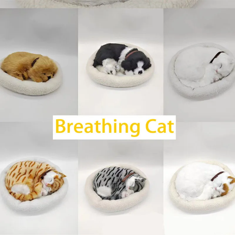 

Plush Simulated Animal Handmad Model Decoration Lifelike Lovely Dog Creative Handicraft Respiration Cat Car Home Children's Gift