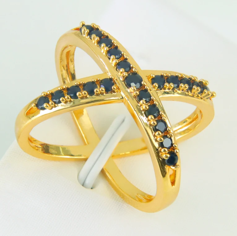 Italienische Zirkonia Cocktailringe 21k Vergoldet Modische Farbige Edelstein-Kreuzringe Arabische Damen Braut Hochzeit Party Schmuck – Detail 8