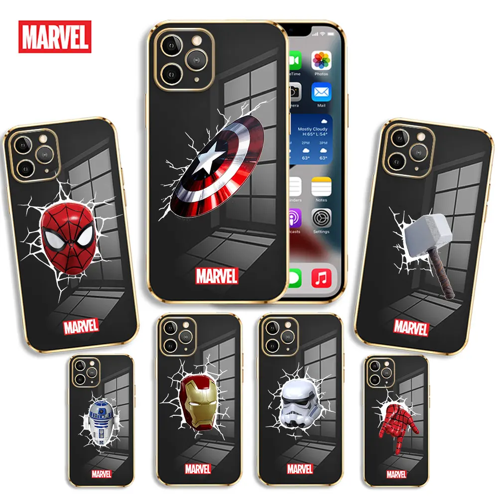 Чехол для телефона Coque Apple iPhone 7 SE XR 8 Plus 11 12 13 Pro Max XS X iPhon 6 Официальный Marvel Капитан