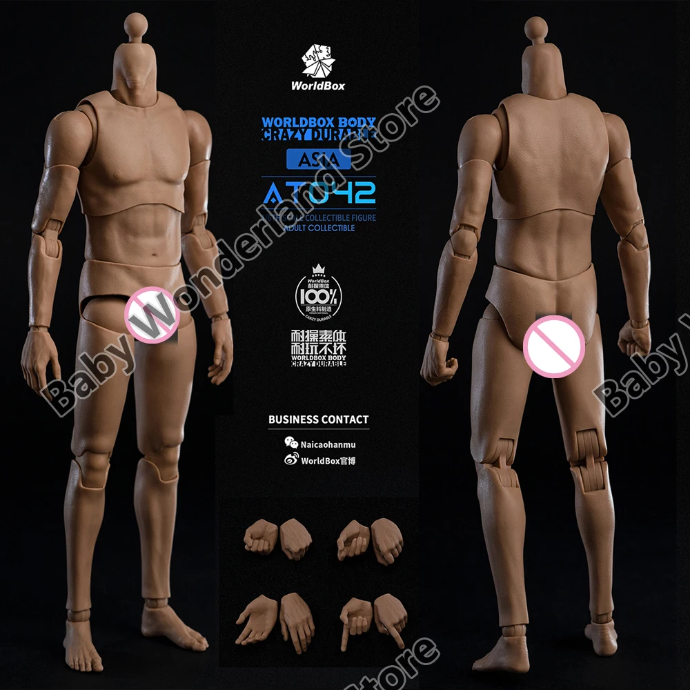 

2023 Q3 Worldbox AT042 1/6 Asian Male Flexible Joint Body Durable Soldier Narrow Shoulder Action Figure Body Doll Model