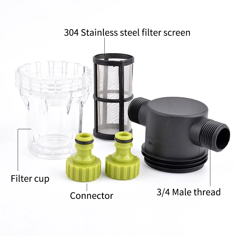 Garden Watering Filter Agriculture Irrigation Water Pipe Quick Connector Impurity Prefilter Car Washing Water Pump Strainer 3/4"