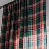 Green Check Plaid Curtains Farmhouse Style Gingham Curtain Christmas Decorative Adjustable Shades Rod Pocket Window Valances 3