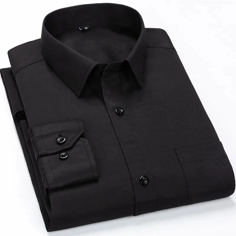 Men Dress Shirts Long Sleeve Office Social Work Non-iron Formal Business Regular Fit Smart Casual