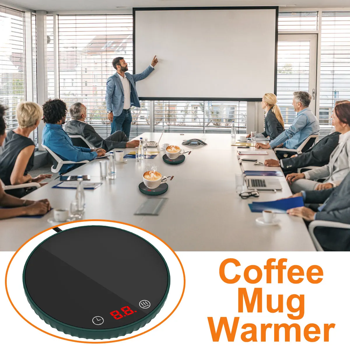 Auto Shut Off Coffee Mug Warmer 2-Temp Settings Smart Electric Beverage Warmer for Ceramic Cup Coffee, Tea Warmer for Desk