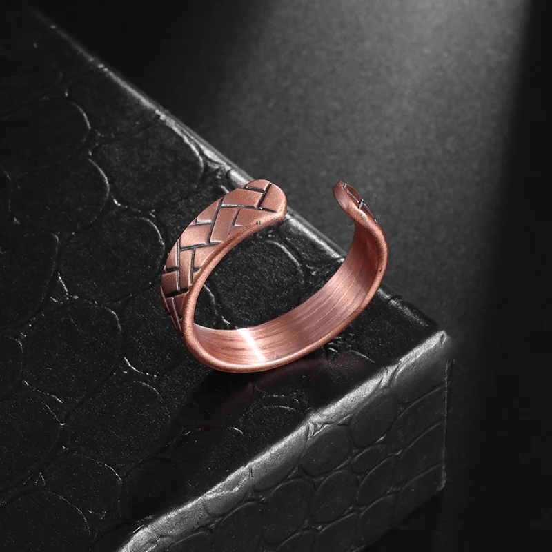 Exquisite Non-Fading Copper Ring Men and Women Fashion Classic Cube Copper Magnetic Adjustable Open Ring Jewelry Wholesale