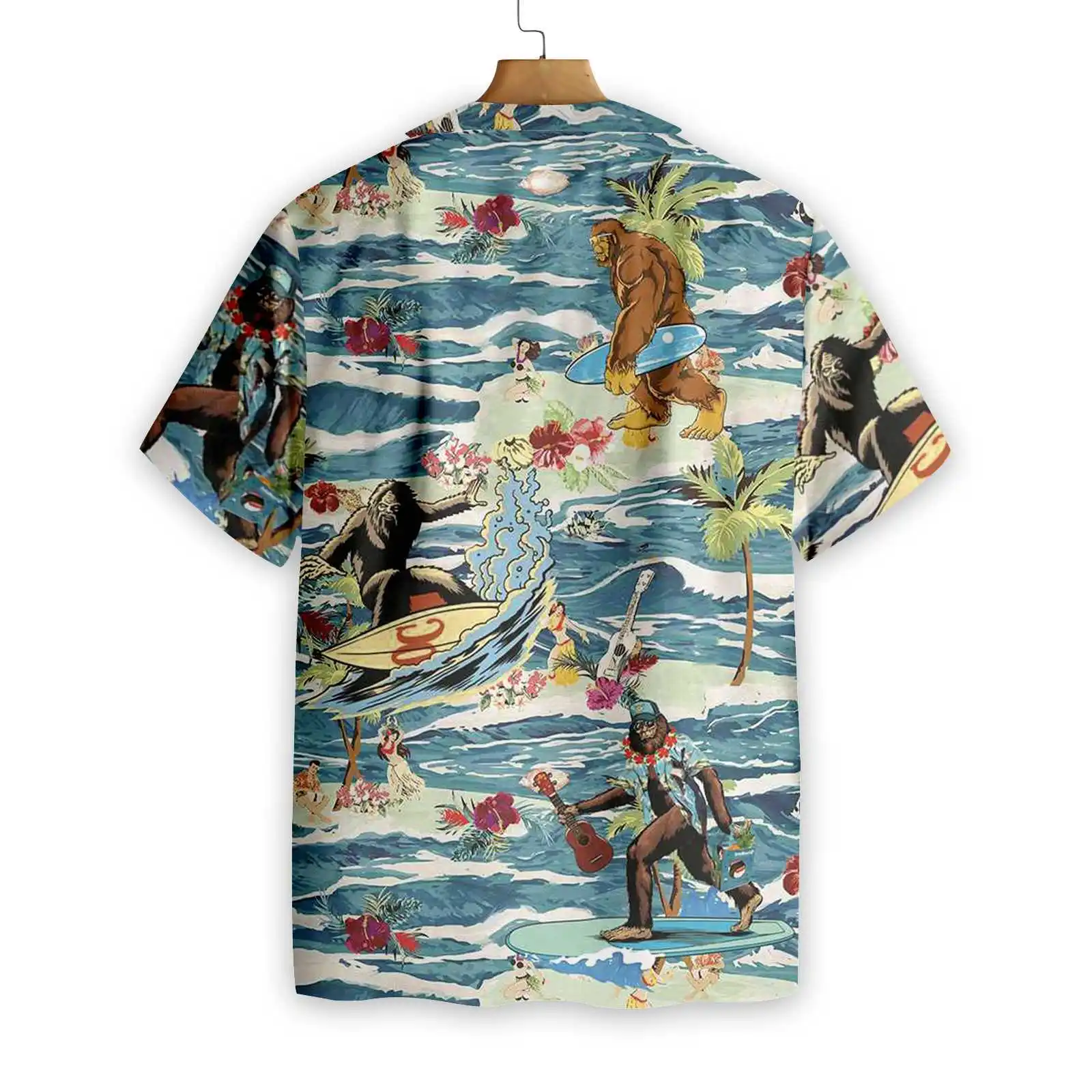 Hawaiian Men's Shirt 3d Printed Monkey Coconut Tree Shirts for Men Oversized Camisa Tee Shirt Men Clothes Beach Hombres Hot