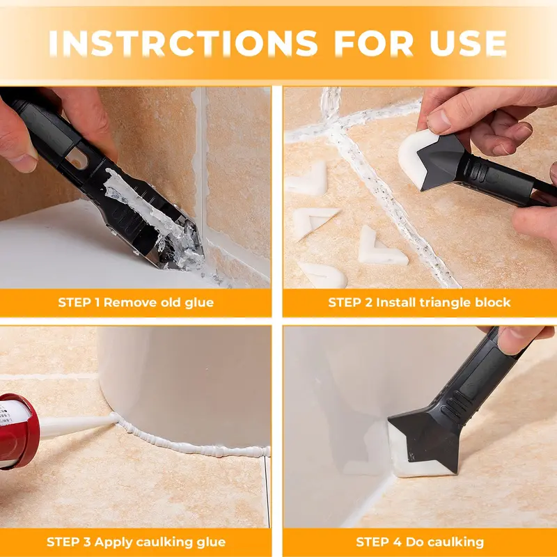 Silicone Caulking Tool 5-in-1 Sealant Finishing Caulk Remover Glass Glue...