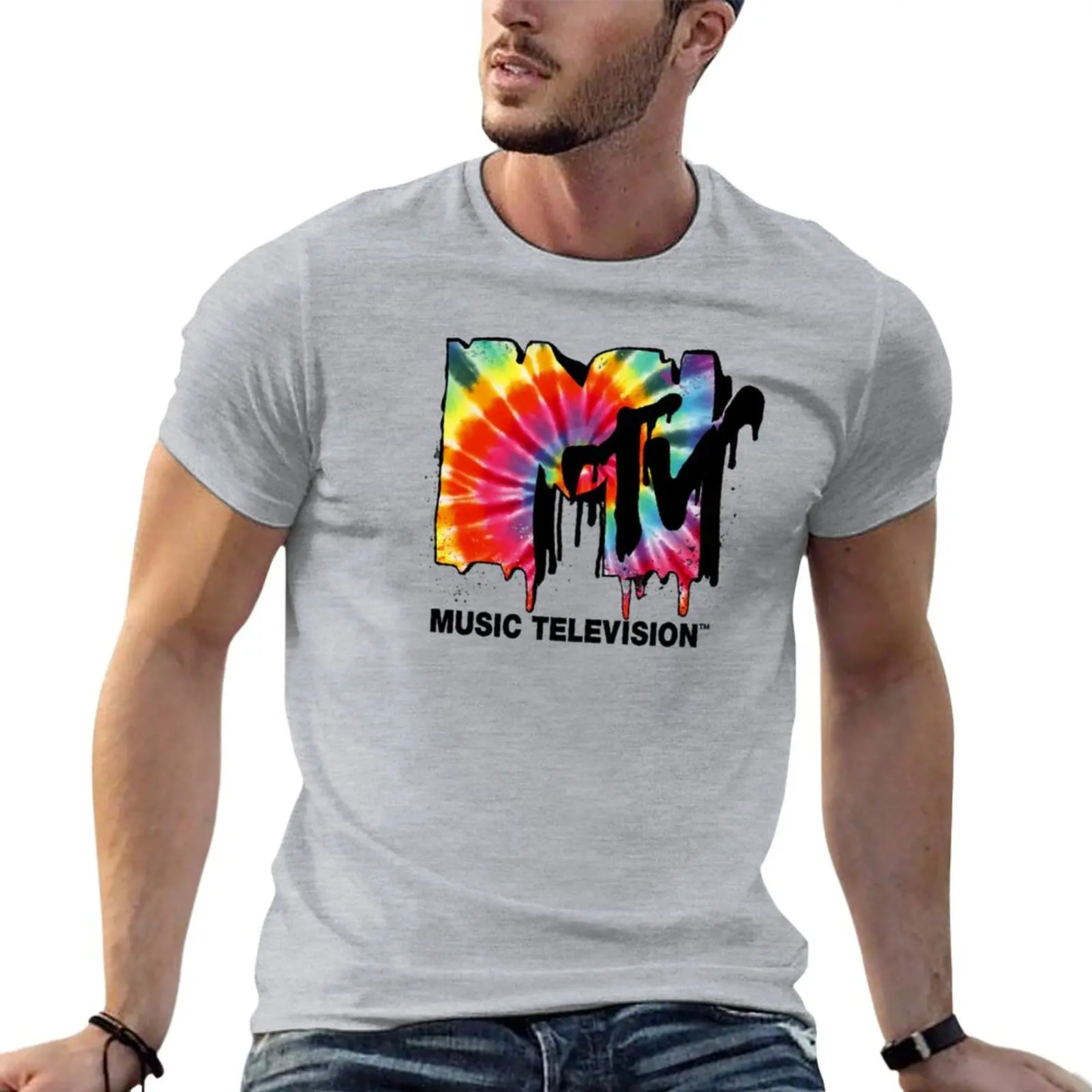 

New MTV Tie Dye Drip Logo T-Shirt quick-drying t-shirt cute tops mens workout shirts