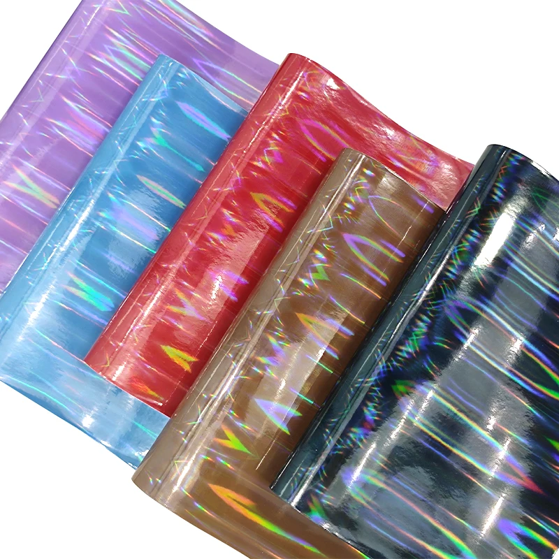 

Holographic Mirrored Gloss Smooth PU Laser Faux Leather Fabric for shoe Handbags Wedding/Home Decoration DIY cover for notebook