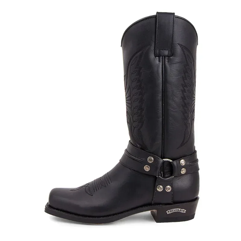 Western Cowboy Men's Boots Black Brown Short Boots for Men Handmade Square Toe Slip-On Size 38-48  Men Boots