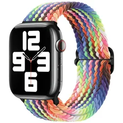 Elastic Braided Nylon Watch Strap - Durable Stretch Loop Bracelet - 38mm 40mm 41mm (NewPride)
