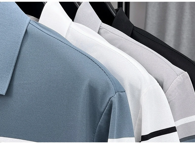 High end brand striped short sleeve polo shirt fashion exquisite letter embossed lapel casual comfortable breathable men T-shirt 28 S875b47bcb6444a14af62af0baa96a1c6V