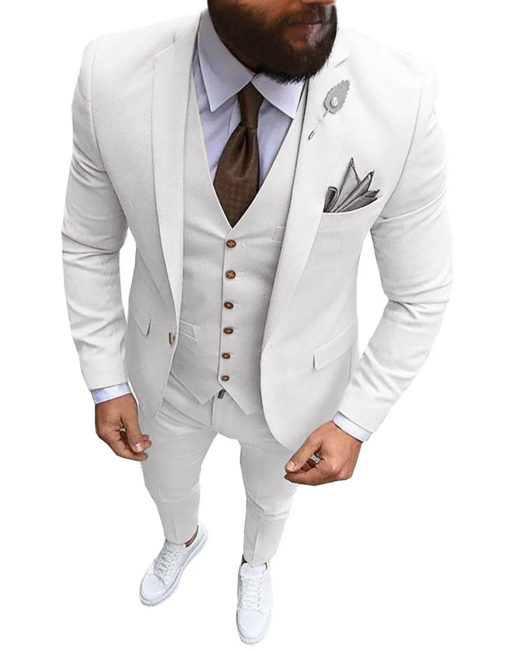 Mens Suit 3 Pieces Suit Formal Business Notch Lapel Slim Fit Tuxedos Best Man Blazer For Wedding Blazer + Vest + Pants