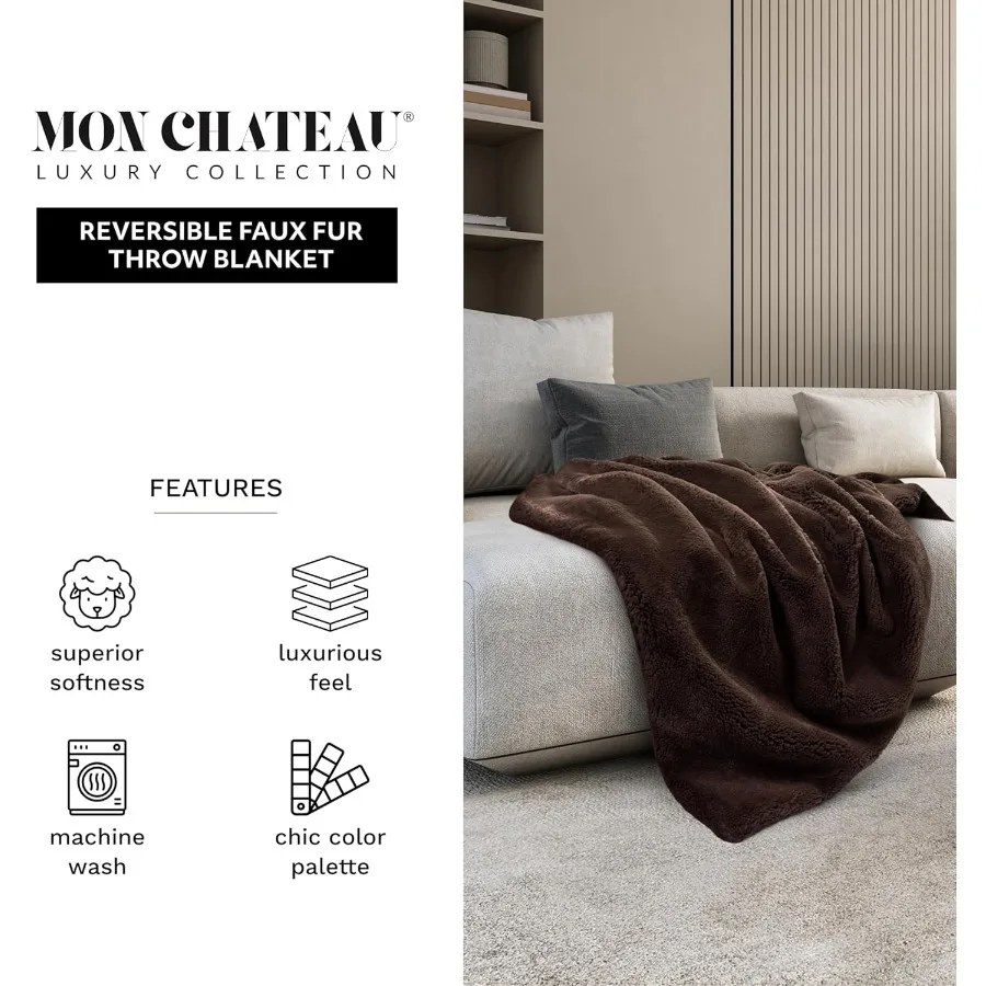 Luxury Ultimate Plush Faux Fur Throw with 6cm Foldover for Couch Sofa or Bed Ultra Soft Blanket Ideal for Sleeping Relaxation a