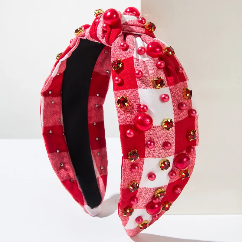 Women&rsquo;s Valentine&rsquo;s Day Headbands Cute Pearl Crystal Knotted Headpieces Beaded Hair Hoops Fashion Accessories