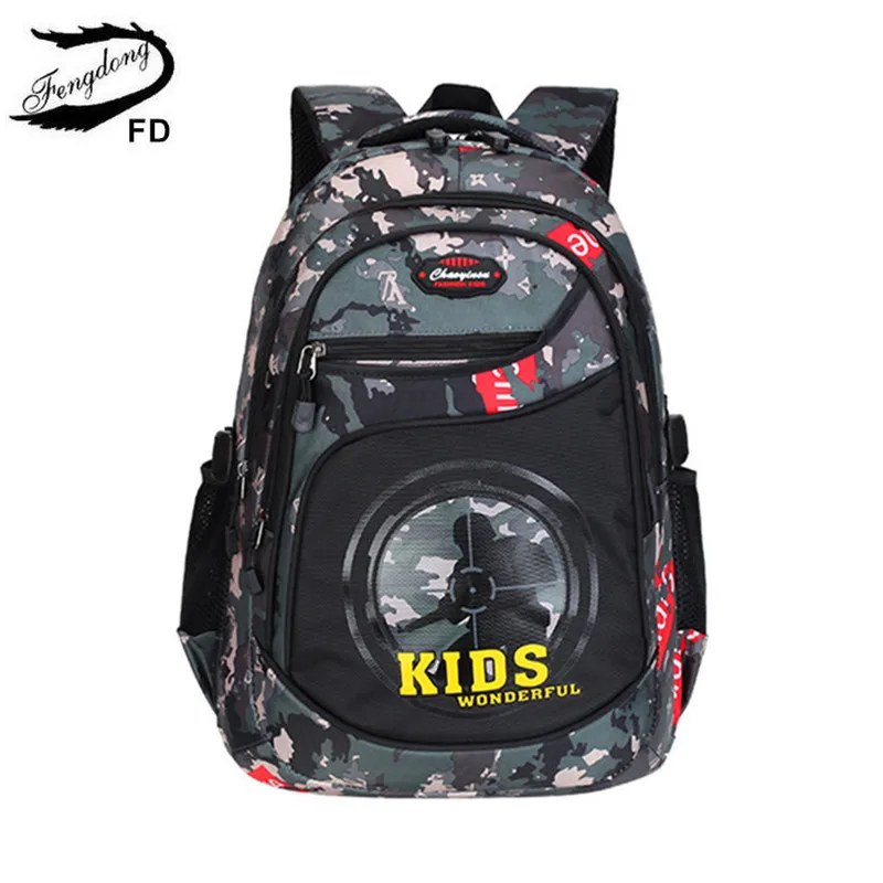 Fengdong primary school bags for boys waterproof bookbag camouflage backpack kids satchel student boy | Багаж и сумки
