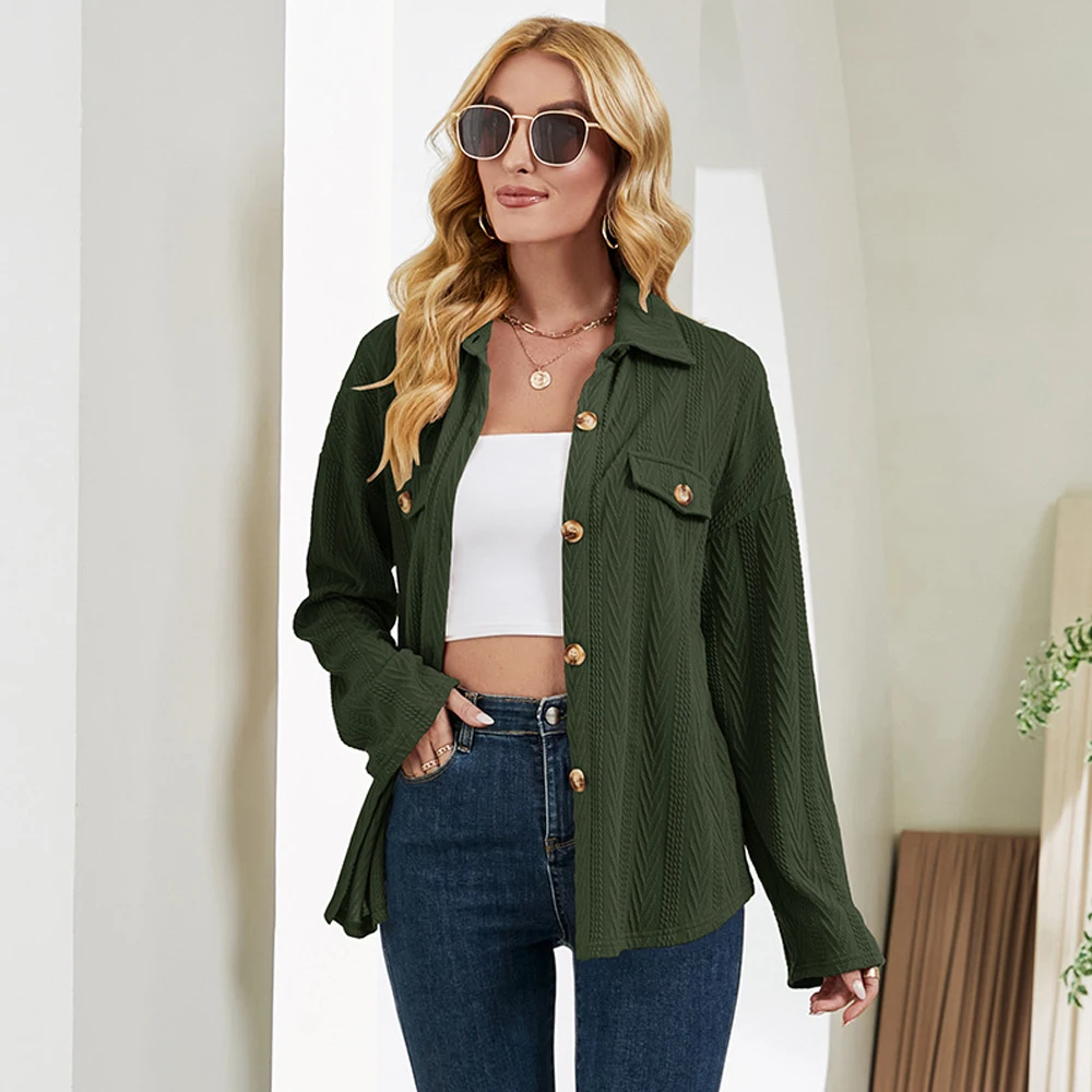 

Autumn Blouses For Women 2022 New Fashion Turn Down Collar Long Sleeve Streetwear Loose Tops Female Casual Oversize Shirts Coat