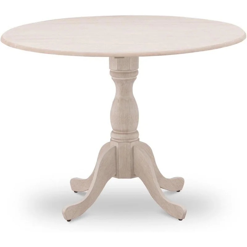 

East West Furniture DMT-ABC-TP Dublin Kitchen Dining Table - a Round Wooden Table Top with Dropleaf & Pedestal Base, 42x42 I